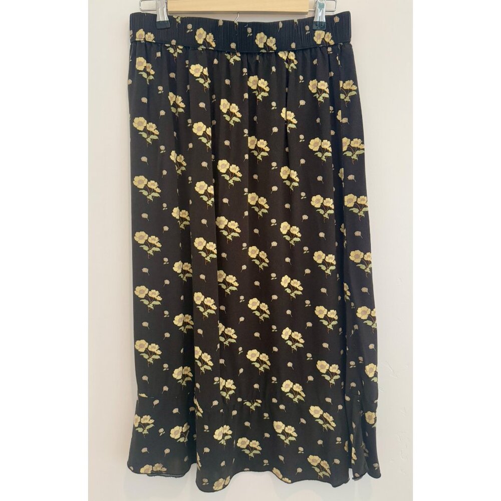 Vans Womens Size M‎ Black Floral Skirt Cottagecore Prairie Retro Tier Ruffle Hem
